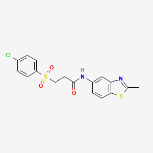 molecular formula C17H15ClN2O3S2 B2726543 3-((4-chlorophenyl)sulfonyl)-N-(2-methylbenzo[d]thiazol-5-yl)propanamide CAS No. 895456-24-3