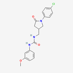 molecular formula C19H20ClN3O3 B2726549 1-((1-(4-氯苯基)-5-氧代吡咯烷-3-基甲基)-3-(3-甲氧基苯基)脲 CAS No. 954697-27-9