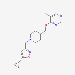 molecular formula C19H26N4O2 B2726575 5-Cyclopropyl-3-[[4-[(5,6-dimethylpyrimidin-4-yl)oxymethyl]piperidin-1-yl]methyl]-1,2-oxazole CAS No. 2379949-58-1