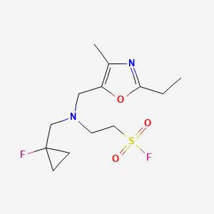 molecular formula C13H20F2N2O3S B2726576 2-[(2-Ethyl-4-methyl-1,3-oxazol-5-yl)methyl-[(1-fluorocyclopropyl)methyl]amino]ethanesulfonyl fluoride CAS No. 2411257-01-5
