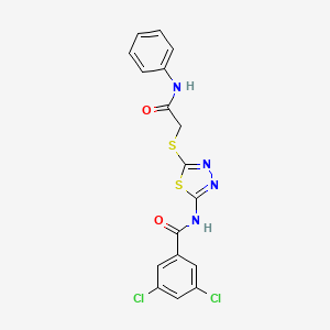 molecular formula C17H12Cl2N4O2S2 B2726577 N-[5-(2-anilino-2-oxoethyl)sulfanyl-1,3,4-thiadiazol-2-yl]-3,5-dichlorobenzamide CAS No. 392291-04-2
