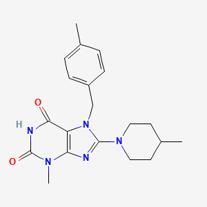 molecular formula C20H25N5O2 B2726585 3-methyl-7-(4-methylbenzyl)-8-(4-methylpiperidin-1-yl)-1H-purine-2,6(3H,7H)-dione CAS No. 919017-77-9