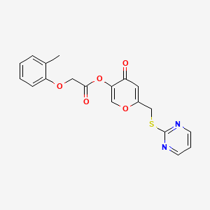 molecular formula C19H16N2O5S B2726589 [4-氧代-6-(嘧啶-2-基硫代甲基)吡喃-3-基] 2-(2-甲基苯氧基)乙酸盐 CAS No. 877637-17-7