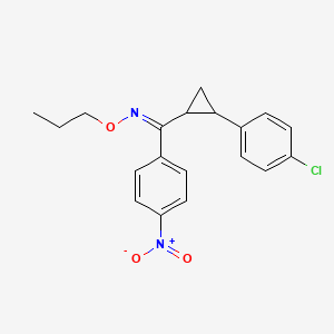 molecular formula C19H19ClN2O3 B2726590 (Z)-{[2-(4-chlorophenyl)cyclopropyl](4-nitrophenyl)methylidene}(propoxy)amine CAS No. 338415-98-8