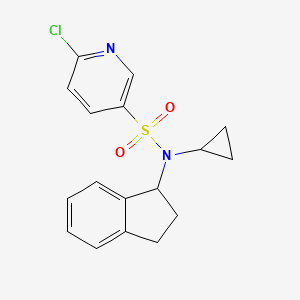 molecular formula C17H17ClN2O2S B2726596 6-chloro-N-cyclopropyl-N-(2,3-dihydro-1H-inden-1-yl)pyridine-3-sulfonamide CAS No. 1356649-21-2