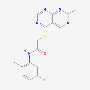 molecular formula C16H14ClN5OS B2726598 N-(5-chloro-2-methylphenyl)-2-((7-methylpyrimido[4,5-d]pyrimidin-4-yl)thio)acetamide CAS No. 1286699-22-6