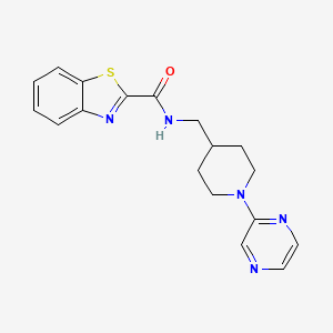 molecular formula C18H19N5OS B2726600 N-((1-(pyrazin-2-yl)piperidin-4-yl)methyl)benzo[d]thiazole-2-carboxamide CAS No. 1421516-37-1