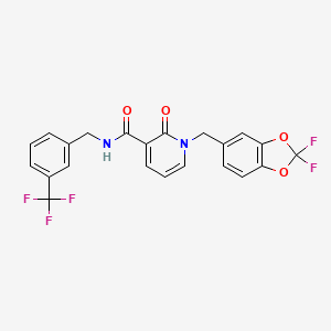 molecular formula C22H15F5N2O4 B2726609 1-[(2,2-difluoro-1,3-benzodioxol-5-yl)methyl]-2-oxo-N-[3-(trifluoromethyl)benzyl]-1,2-dihydro-3-pyridinecarboxamide CAS No. 400083-13-8