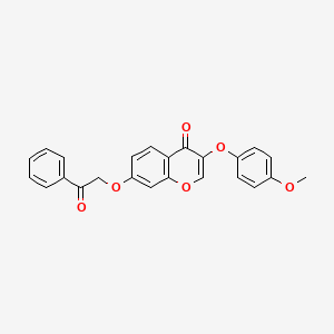 molecular formula C24H18O6 B2726610 3-(4-甲氧基苯氧基)-7-(2-氧代-2-苯基乙氧基)-4H-香豆素-4-酮 CAS No. 316126-29-1