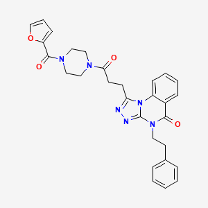 molecular formula C29H28N6O4 B2726619 1-(3-(4-(furan-2-carbonyl)piperazin-1-yl)-3-oxopropyl)-4-phenethyl-[1,2,4]triazolo[4,3-a]quinazolin-5(4H)-one CAS No. 887224-06-8