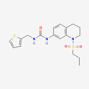 molecular formula C18H23N3O3S2 B2726634 1-(1-(Propylsulfonyl)-1,2,3,4-tetrahydroquinolin-7-yl)-3-(thiophen-2-ylmethyl)urea CAS No. 1203339-40-5