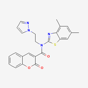 molecular formula C24H20N4O3S B2726635 N-(2-(1H-吡唑-1-基)乙基)-N-(4,6-二甲基苯并[d]噻唑-2-基)-2-氧代-2H-香豆素-3-羧酰胺 CAS No. 1171584-45-4