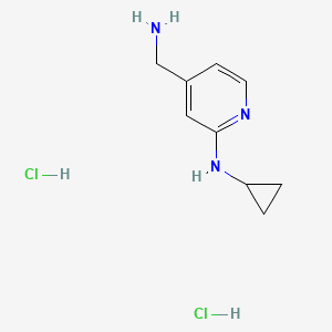 molecular formula C9H15Cl2N3 B2726639 4-(Aminomethyl)-N-cyclopropylpyridin-2-amine;dihydrochloride CAS No. 2580189-84-8