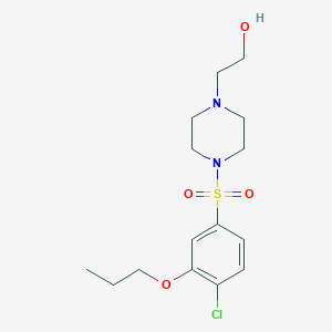 molecular formula C15H23ClN2O4S B272664 2-{4-[(4-Chloro-3-propoxyphenyl)sulfonyl]-1-piperazinyl}ethanol 