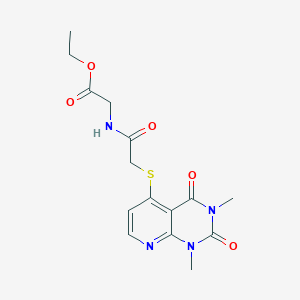 molecular formula C15H18N4O5S B2726640 Ethyl 2-(2-((1,3-dimethyl-2,4-dioxo-1,2,3,4-tetrahydropyrido[2,3-d]pyrimidin-5-yl)thio)acetamido)acetate CAS No. 899960-22-6