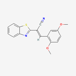 molecular formula C18H14N2O2S B2726641 (2E)-2-(1,3-benzothiazol-2-yl)-3-(2,5-dimethoxyphenyl)prop-2-enenitrile CAS No. 333434-87-0