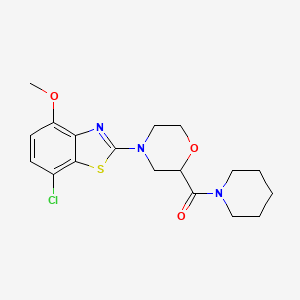 molecular formula C18H22ClN3O3S B2726652 [4-(7-Chloro-4-methoxy-1,3-benzothiazol-2-yl)morpholin-2-yl]-piperidin-1-ylmethanone CAS No. 2415491-52-8