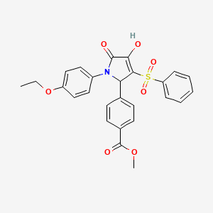 molecular formula C26H23NO7S B2726653 methyl 4-(1-(4-ethoxyphenyl)-4-hydroxy-5-oxo-3-(phenylsulfonyl)-2,5-dihydro-1H-pyrrol-2-yl)benzoate CAS No. 1358672-05-5
