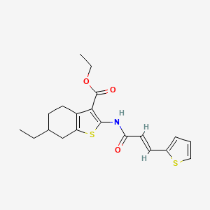 molecular formula C20H23NO3S2 B2726658 (E)-ethyl 6-ethyl-2-(3-(thiophen-2-yl)acrylamido)-4,5,6,7-tetrahydrobenzo[b]thiophene-3-carboxylate CAS No. 540789-96-6