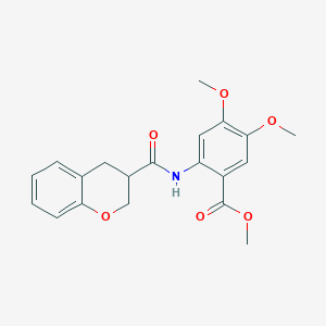 molecular formula C20H21NO6 B2726659 methyl 2-[(3,4-dihydro-2H-chromen-3-ylcarbonyl)amino]-4,5-dimethoxybenzoate CAS No. 923903-69-9