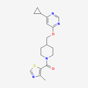 molecular formula C18H22N4O2S B2726667 (4-(((6-环丙基嘧啶-4-基氧基)甲基)哌啶-1-基)(4-甲基噻唑-5-基)甲酮 CAS No. 2309573-23-5