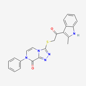 molecular formula C22H17N5O2S B2726676 3-((2-(2-methyl-1H-indol-3-yl)-2-oxoethyl)thio)-7-phenyl-[1,2,4]triazolo[4,3-a]pyrazin-8(7H)-one CAS No. 1189419-55-3