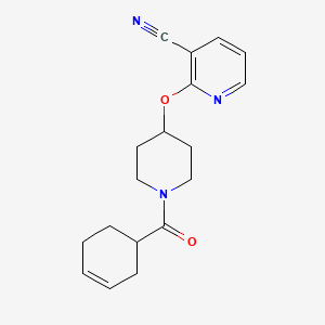 molecular formula C18H21N3O2 B2726678 2-((1-(Cyclohex-3-enecarbonyl)piperidin-4-yl)oxy)nicotinonitrile CAS No. 1797225-01-4