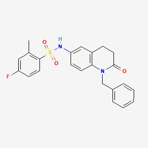 molecular formula C23H21FN2O3S B2726680 N-(1-benzyl-2-oxo-1,2,3,4-tetrahydroquinolin-6-yl)-4-fluoro-2-methylbenzenesulfonamide CAS No. 941954-96-7