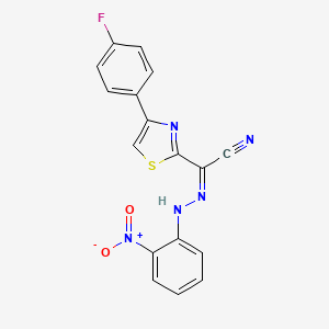 molecular formula C17H10FN5O2S B2726681 (Z)-4-(4-氟苯基)-N'-(2-硝基苯基)噻唑-2-甲酰腙氰化物 CAS No. 477193-81-0
