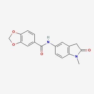 molecular formula C17H14N2O4 B2726689 N-(1-甲基-2-氧代吲哚啉-5-基)苯并[d][1,3]二氧杂环-5-甲酰胺 CAS No. 921774-31-4