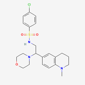 molecular formula C22H28ClN3O3S B2726693 4-chloro-N-(2-(1-methyl-1,2,3,4-tetrahydroquinolin-6-yl)-2-morpholinoethyl)benzenesulfonamide CAS No. 946241-16-3