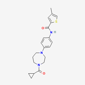 molecular formula C21H25N3O2S B2726699 N-(4-(4-(cyclopropanecarbonyl)-1,4-diazepan-1-yl)phenyl)-4-methylthiophene-2-carboxamide CAS No. 1219906-55-4