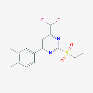 molecular formula C15H16F2N2O2S B2726703 4-(Difluoromethyl)-6-(3,4-dimethylphenyl)-2-(ethylsulfonyl)pyrimidine CAS No. 862661-63-0