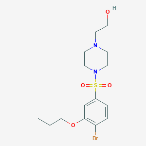 molecular formula C15H23BrN2O4S B272671 2-{4-[(4-Bromo-3-propoxyphenyl)sulfonyl]-1-piperazinyl}ethanol 