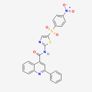 molecular formula C25H16N4O5S2 B2726721 N-[5-(4-nitrophenyl)sulfonyl-1,3-thiazol-2-yl]-2-phenylquinoline-4-carboxamide CAS No. 349441-00-5