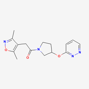 molecular formula C15H18N4O3 B2726723 2-(3,5-二甲基异噁唑-4-基)-1-(3-(吡啶并咪唑-3-基氧基)吡咯烷-1-基)乙酮 CAS No. 2034476-31-6