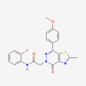 molecular formula C21H17FN4O3S B2726730 N-(2-氟苯基)-2-(7-(4-甲氧基苯基)-2-甲基-4-氧代噻唑啉-5(4H)-基)乙酰胺 CAS No. 941897-64-9