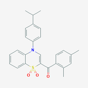 molecular formula C26H25NO3S B2726738 (2,4-dimethylphenyl)[4-(4-isopropylphenyl)-1,1-dioxido-4H-1,4-benzothiazin-2-yl]methanone CAS No. 1114852-53-7