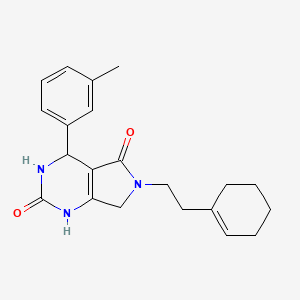 molecular formula C21H25N3O2 B2726739 6-[2-(cyclohex-1-en-1-yl)ethyl]-4-(3-methylphenyl)-3,4,6,7-tetrahydro-1H-pyrrolo[3,4-d]pyrimidine-2,5-dione CAS No. 1172265-80-3