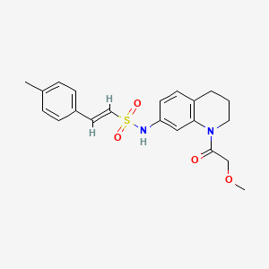 molecular formula C21H24N2O4S B2726754 (E)-N-(1-(2-methoxyacetyl)-1,2,3,4-tetrahydroquinolin-7-yl)-2-(p-tolyl)ethenesulfonamide CAS No. 1396890-08-6