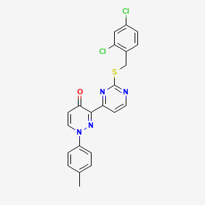 molecular formula C22H16Cl2N4OS B2726761 3-[2-[(2,4-Dichlorophenyl)methylsulfanyl]pyrimidin-4-yl]-1-(4-methylphenyl)pyridazin-4-one CAS No. 478077-67-7