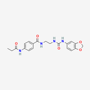 molecular formula C20H22N4O5 B2726772 N-(2-(3-(benzo[d][1,3]dioxol-5-yl)ureido)ethyl)-4-propionamidobenzamide CAS No. 1170843-84-1