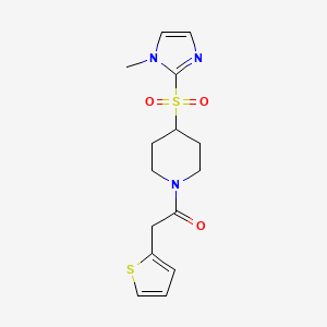 molecular formula C15H19N3O3S2 B2726779 1-(4-((1-methyl-1H-imidazol-2-yl)sulfonyl)piperidin-1-yl)-2-(thiophen-2-yl)ethanone CAS No. 2319809-76-0