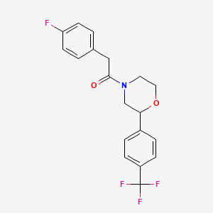 molecular formula C19H17F4NO2 B2726787 2-(4-Fluorophenyl)-1-(2-(4-(trifluoromethyl)phenyl)morpholino)ethanone CAS No. 1351631-28-1