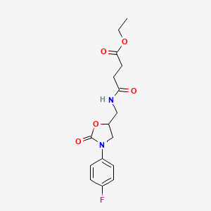 molecular formula C16H19FN2O5 B2726795 乙酸4-(((3-(4-氟苯基)-2-氧代噁唑啉-5-基)甲基)氨基)-4-氧代丁酸酯 CAS No. 954616-56-9