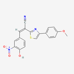 molecular formula C19H13N3O4S B2726797 (Z)-3-(4-hydroxy-3-nitrophenyl)-2-(4-(4-methoxyphenyl)thiazol-2-yl)acrylonitrile CAS No. 476673-39-9