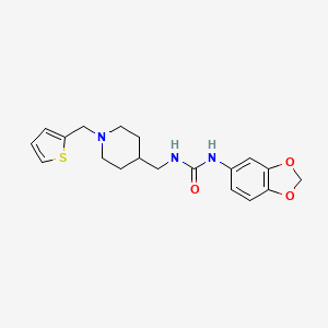 molecular formula C19H23N3O3S B2726798 1-(Benzo[d][1,3]dioxol-5-yl)-3-((1-(thiophen-2-ylmethyl)piperidin-4-yl)methyl)urea CAS No. 1207017-67-1