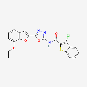 molecular formula C21H14ClN3O4S B2726803 3-氯-N-(5-(7-乙氧苯并呋喃-2-基)-1,3,4-噁二唑-2-基)苯并[b]噻吩-2-甲酰胺 CAS No. 922098-04-2