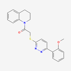 molecular formula C22H21N3O2S B2726808 1-(3,4-dihydro-2H-quinolin-1-yl)-2-[6-(2-methoxyphenyl)pyridazin-3-yl]sulfanylethanone CAS No. 896044-74-9