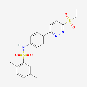 molecular formula C20H21N3O4S2 B2726817 N-(4-(6-(ethylsulfonyl)pyridazin-3-yl)phenyl)-2,5-dimethylbenzenesulfonamide CAS No. 921544-18-5